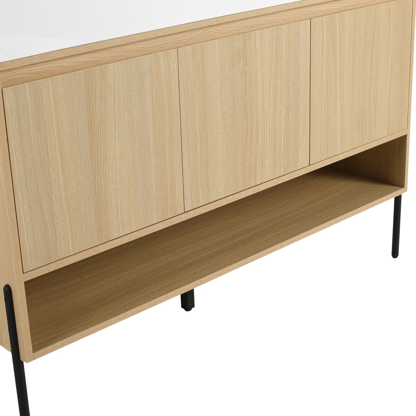 Modern Oak 48" Bathroom Vanity Set with Single Resin Sink and 3-Door Storage Cabinet