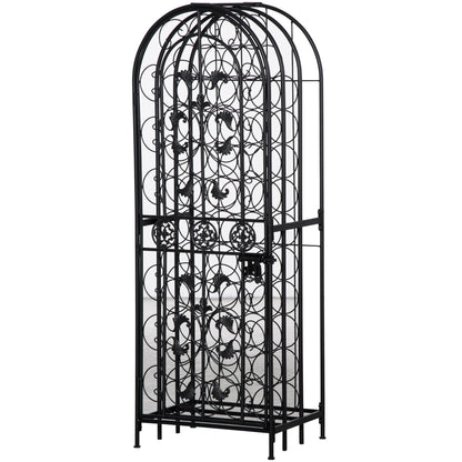 Elegant Black Wrought Iron Wine Cage Rack For 45 Bottles