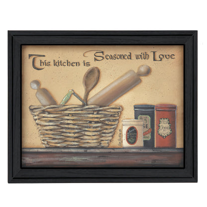 Printed Wall Art - Ready-To-Hang Framed Poster, 19 x 15 in, Paper, Seasoned with Love, Frame Black
