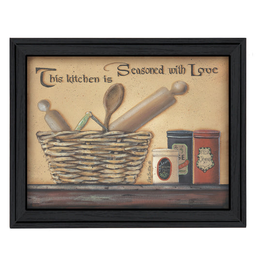 Printed Wall Art - Ready-To-Hang Framed Poster, 19 x 15 in, Paper, Seasoned with Love, Frame Black
