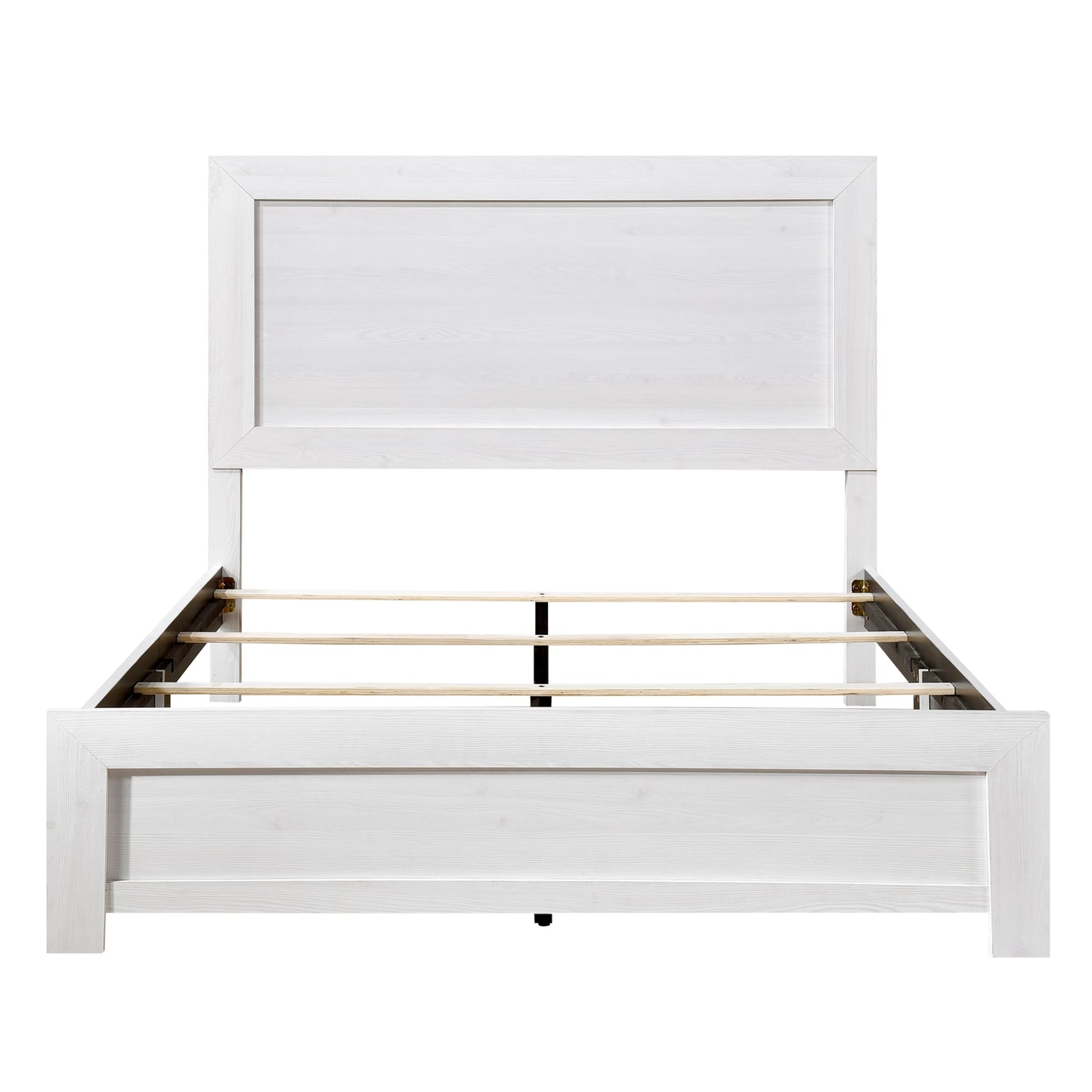 Modern White Queen Panel Bed with Rustic Charm - Bed in a Box