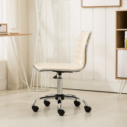 Beige Fremo Chromel Mid-Back Adjustable Air Lift Office Chair