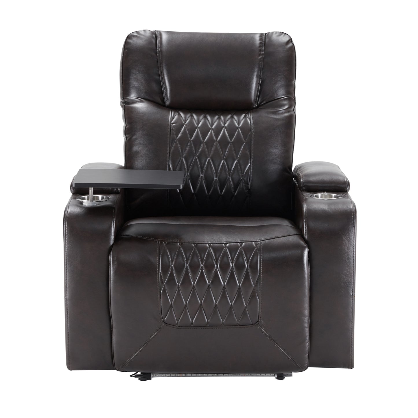 Power Motion Recliner with USB Port, Hidden Arm Storage, 360° Swivel Tray Table, 100°-160° Recline Black