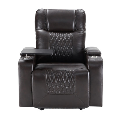 Power Motion Recliner with USB Port, Hidden Arm Storage, 360° Swivel Tray Table, 100°-160° Recline Black