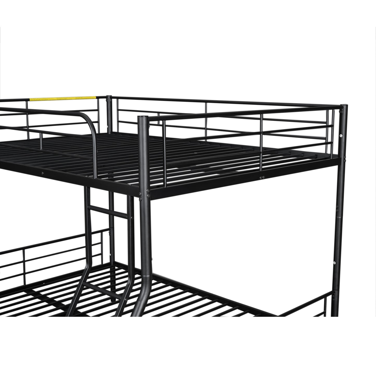 Stylish Black Full XL Over Queen Metal Bunk Bed with Trundle for Optimal Space Utilization