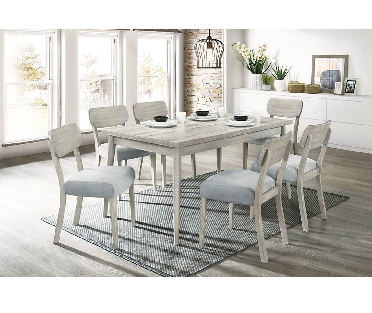 Solid Rubberwood Dining Chairs, 2-Pack, Fabric Cushioned Seats, Dining Room, Natural Wood Grain Color