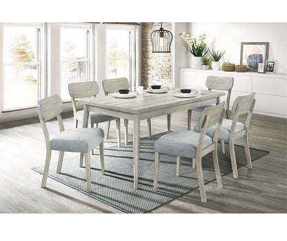 Solid Rubberwood Dining Chairs, 2-Pack, Fabric Cushioned Seats, Dining Room, Natural Wood Grain Color