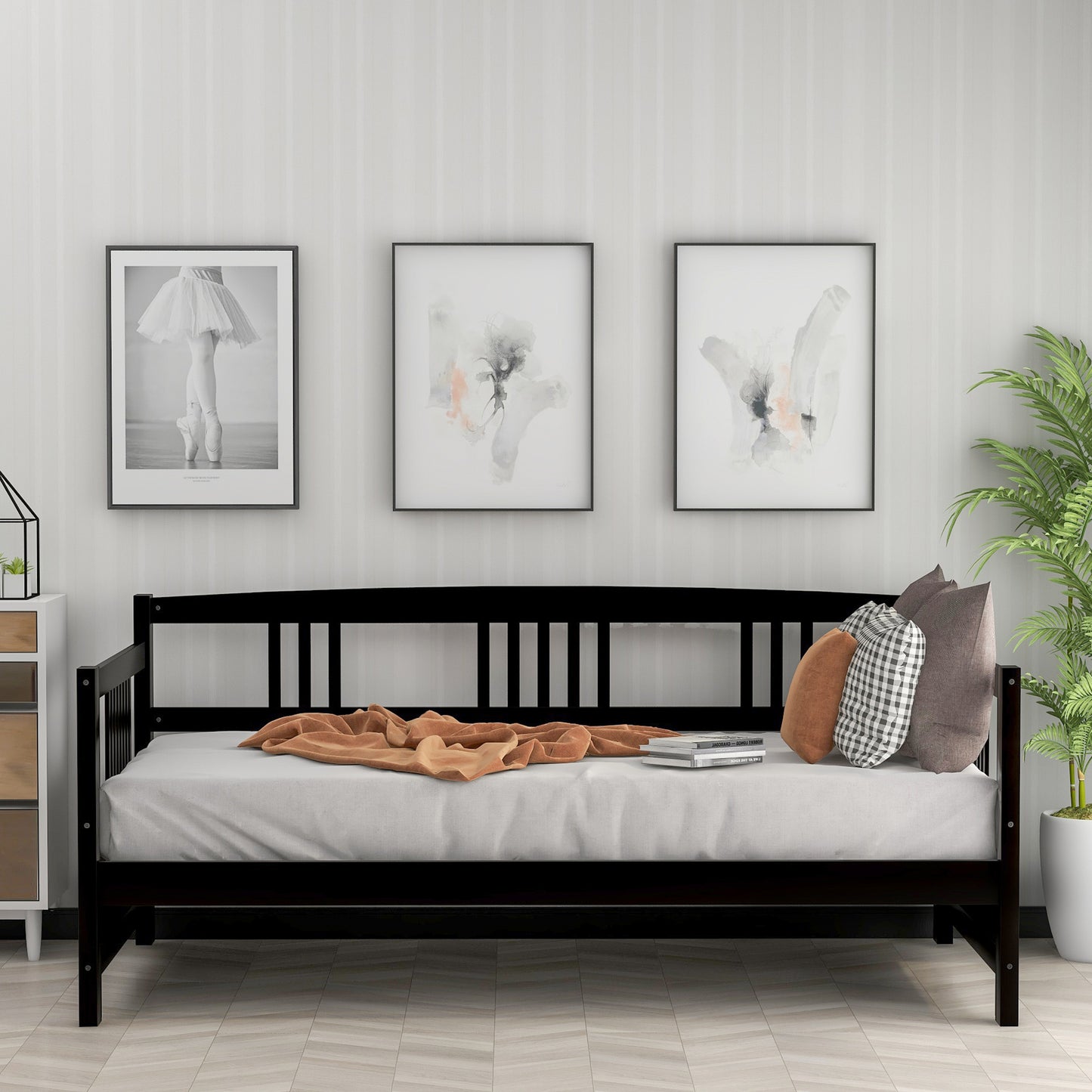 Elegant Espresso Twin Solid Wood Daybed with Multifunctional Design
