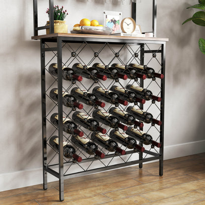 Industrial 3 Tier Wine Rack Table With Wood Shelves
