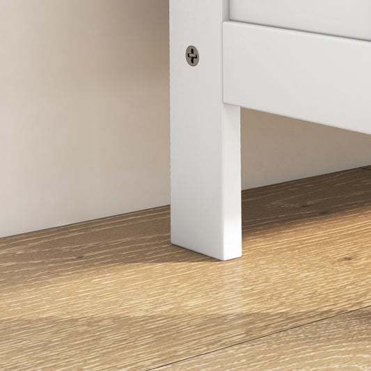 Slim Entryway Shoe Organizer Cabinet with 3 Flip Drawers and Louvered Doors, Holds 6 Pairs of Shoes, White Finish