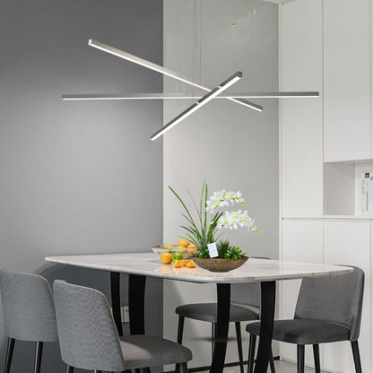 Integrated LED Pendant Light, Dimmable 15-100%, Adjustable Height, 47.6in Span, Iron Frame, Chrome