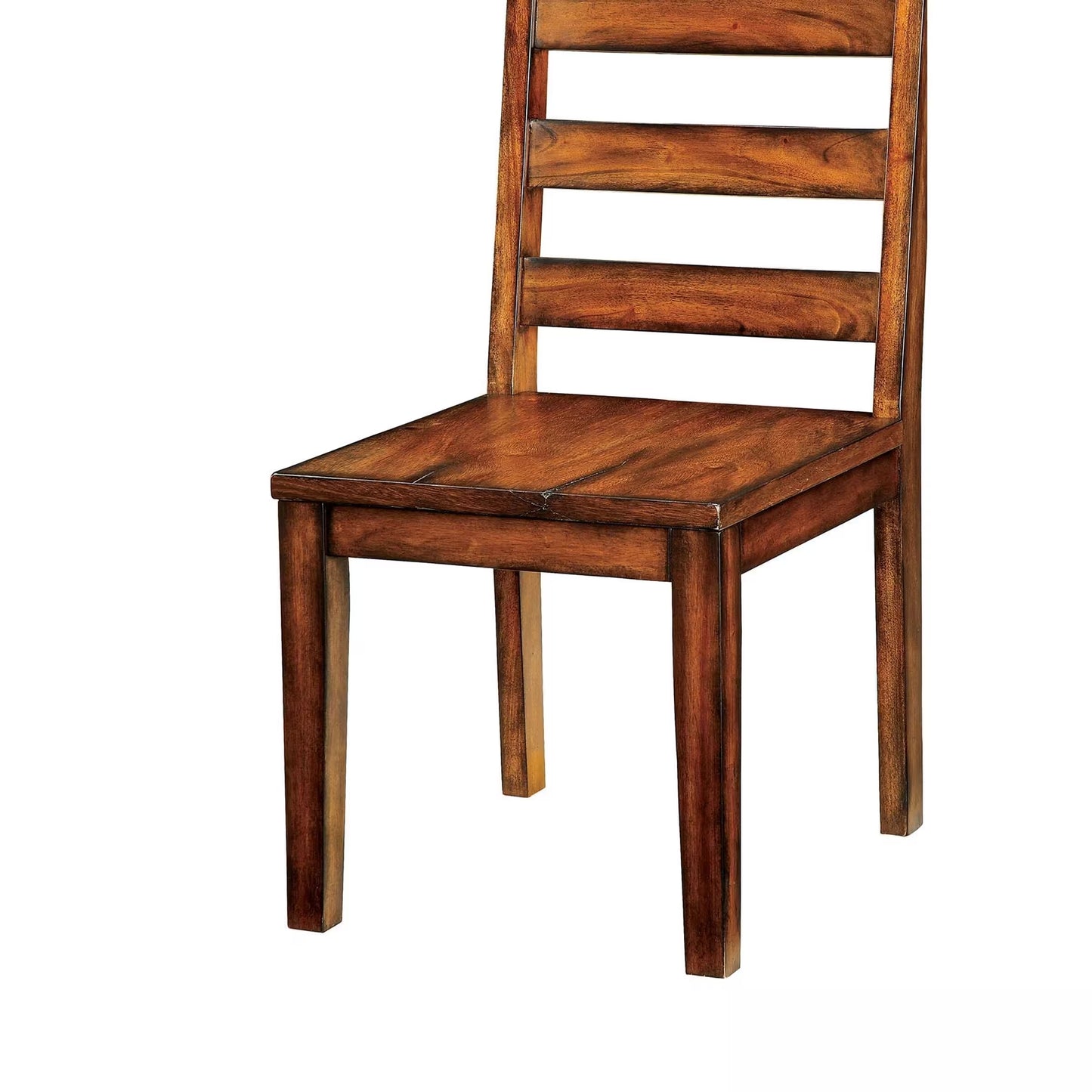 Industrial Style Solid Wood Dining Chairs, Ladder Back, Set of 2, Tobacco Oak Finish