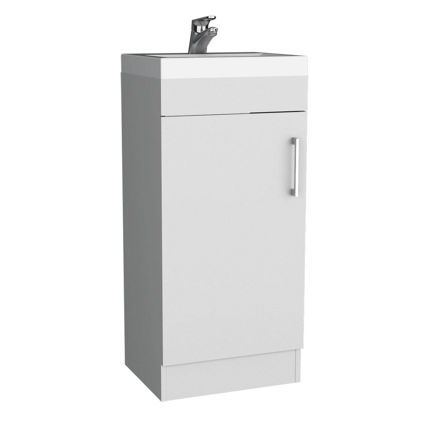 Modern 16" White Bathroom Vanity with Resin Sink and Single Door Storage