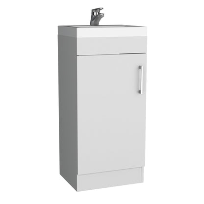 Modern 16" White Bathroom Vanity with Resin Sink and Single Door Storage