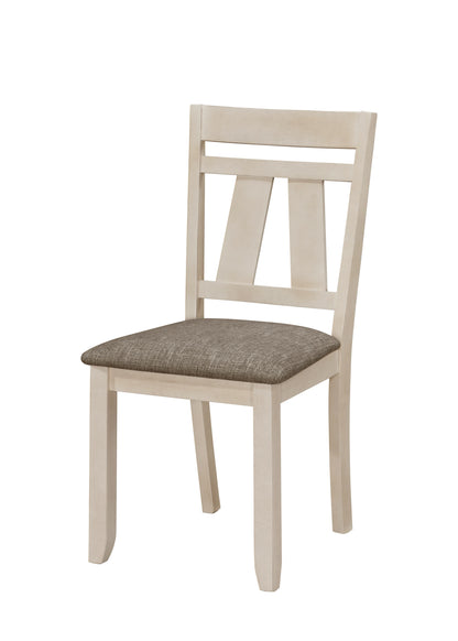 Dining Side Chair Set of 2, Upholstered Seat, Open Back, Cottage Style, Transitional Chairs, Cream Gray