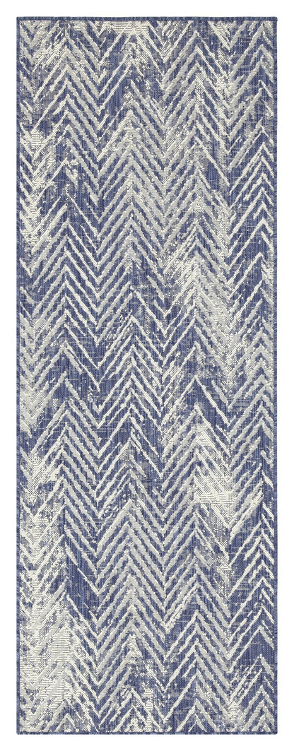 Indoor/Outdoor Flatweave Area Rug 7'3"x5'3", Polypropylene/Polyester, Stain-Resistant, Living Room, Blue
