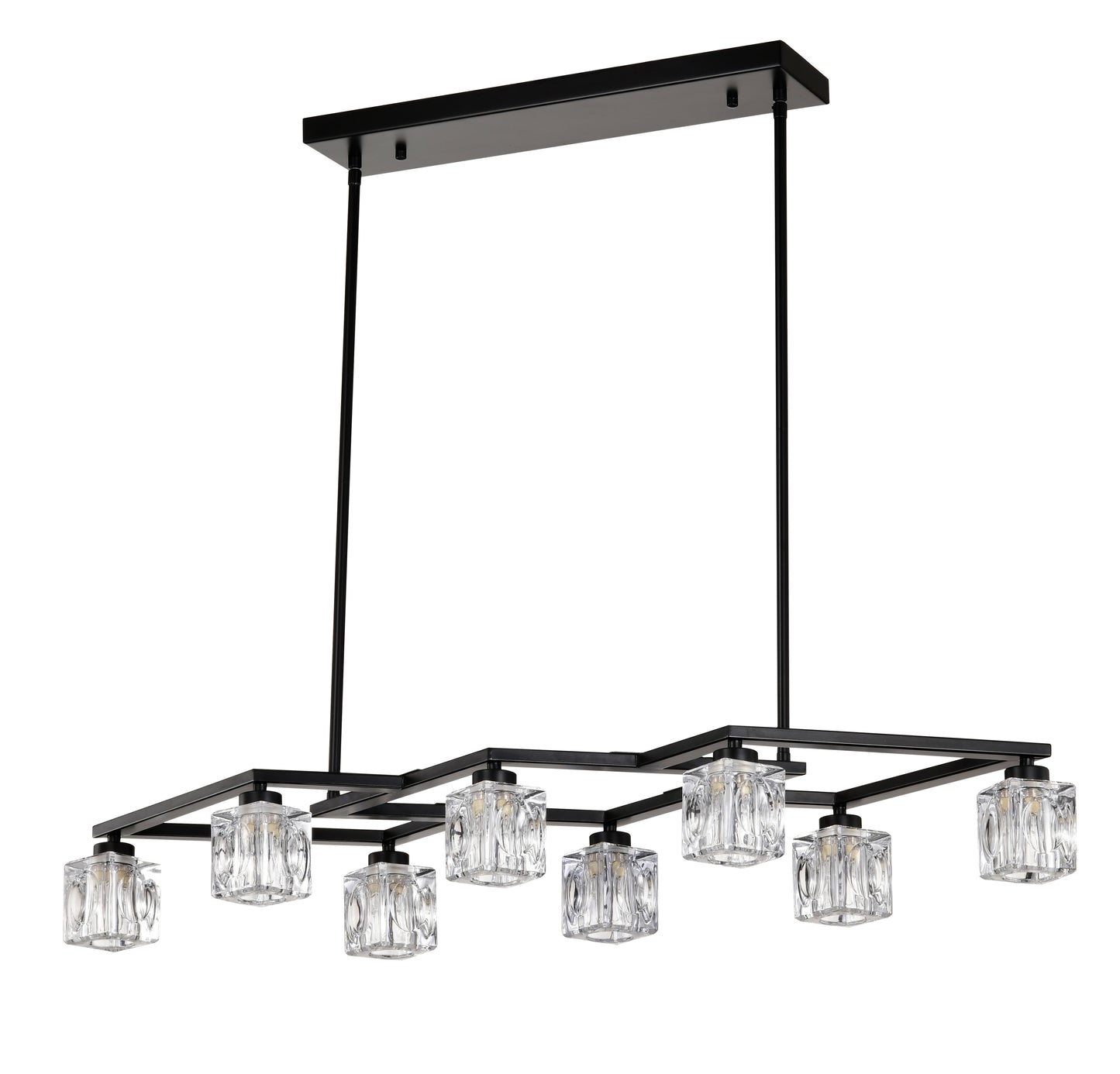 8-Light Metal Chandelier for Dining Room & Kitchen Island, Ceiling Pendant G9 Bulbs Included Matte Black