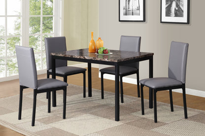 Set of 4 Faux Leather Dining Chairs with Metal Frame, 21.5 x 17.5 x 36 in, 200 lb Capacity Gray
