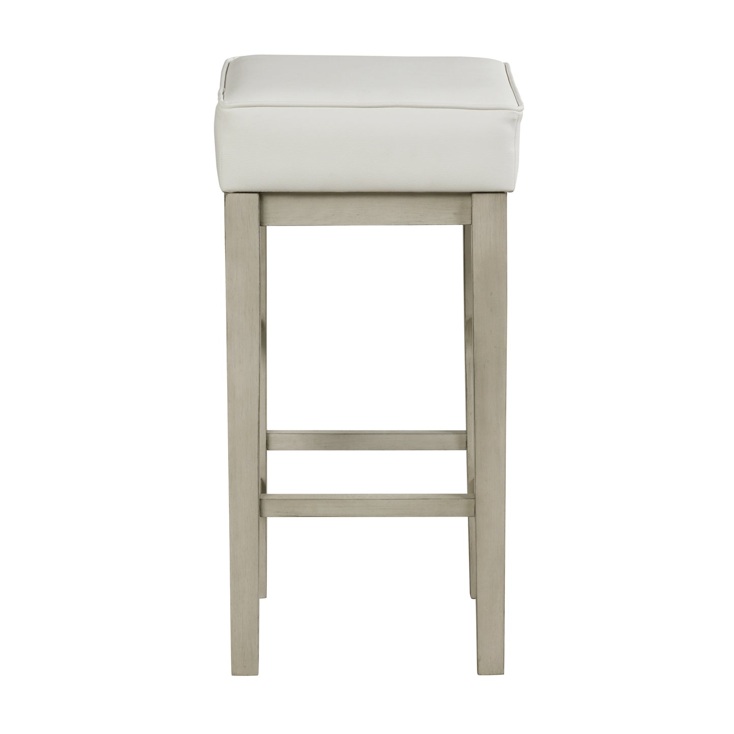 Transitional White Faux Leather Seat 29-inch Pub Height Stools Set of 2, White Finish Solid Wood Frame