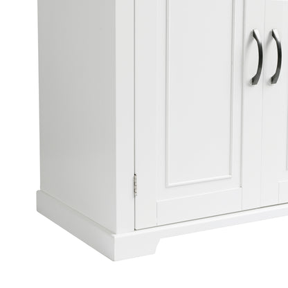 Tall White Bathroom Storage Cabinet with Adjustable Shelf and Drawer, Versatile Multi-Functional Organizer