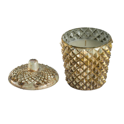 Natural Soy Wax Jar Candle, 10.9 oz, Earl Grey, Diamond Glass, Bedroom Decor, Antique Mercury Finish