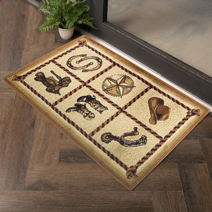 Southwest Area Rug, 5 ft 3 in x 7 ft 3 in, Polypropylene, Jute Backing, Stain-Resistant, Durable, Beige