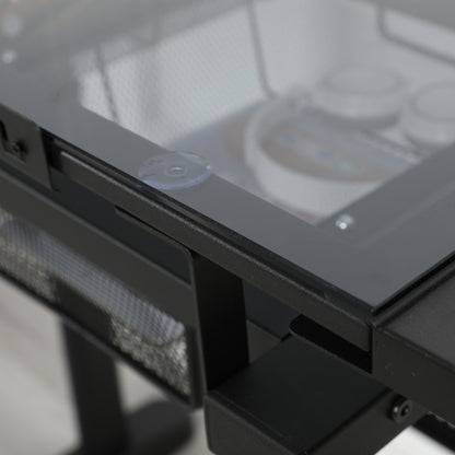 Adjustable Hand Crank Drafting Table with Stool and Metal Drawers (Black)