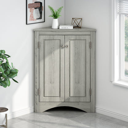 Stylish Oak Triangle Corner Storage Cabinet with Adjustable Shelves for Home and Kitchen Use
