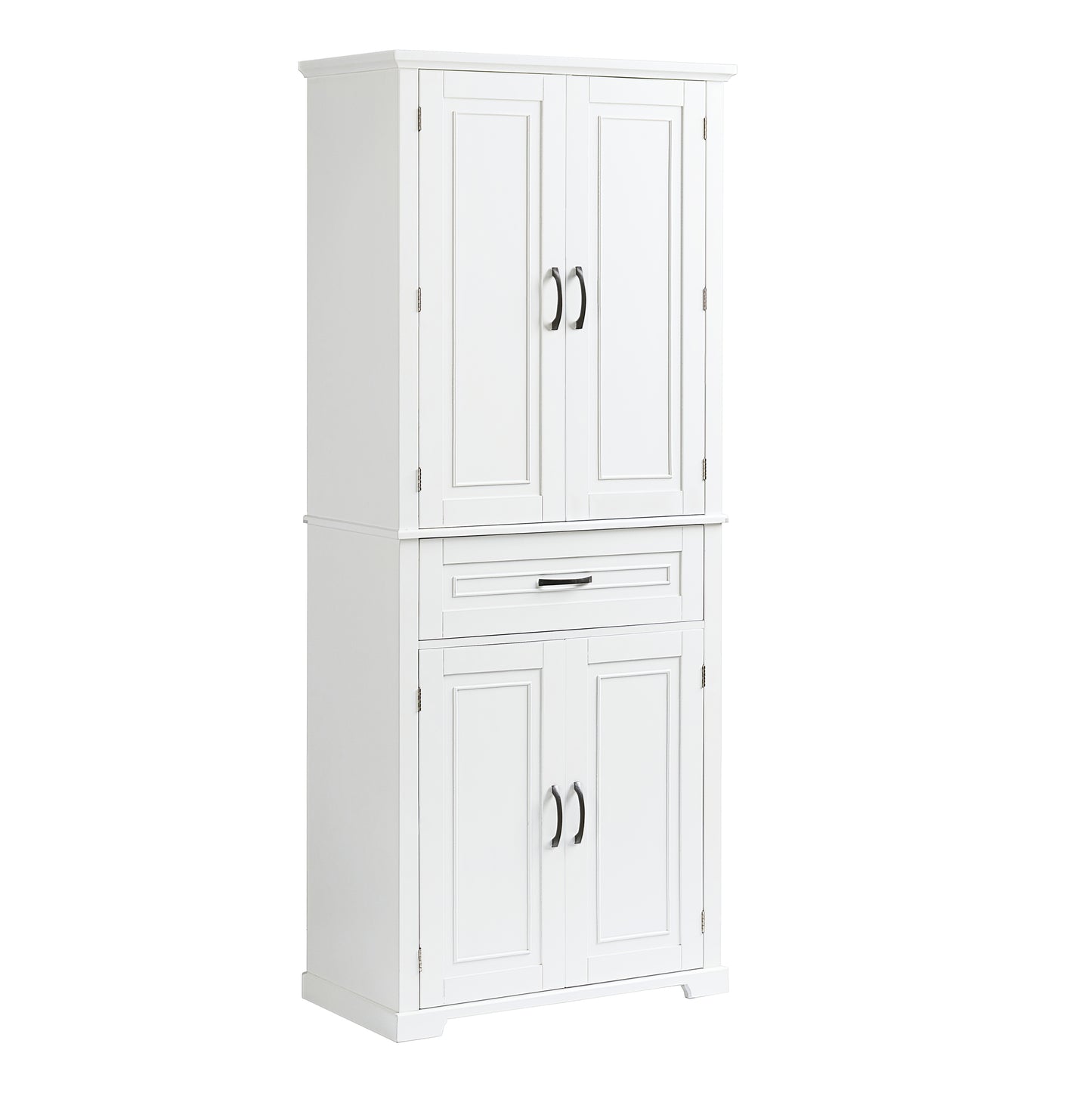 Tall White Bathroom Storage Cabinet with Adjustable Shelf and Drawer, Versatile Multi-Functional Organizer