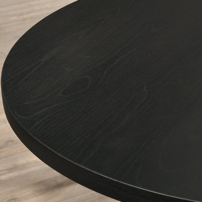 Five Piece Cross Buck Round Table With Tufted Chairs Blue