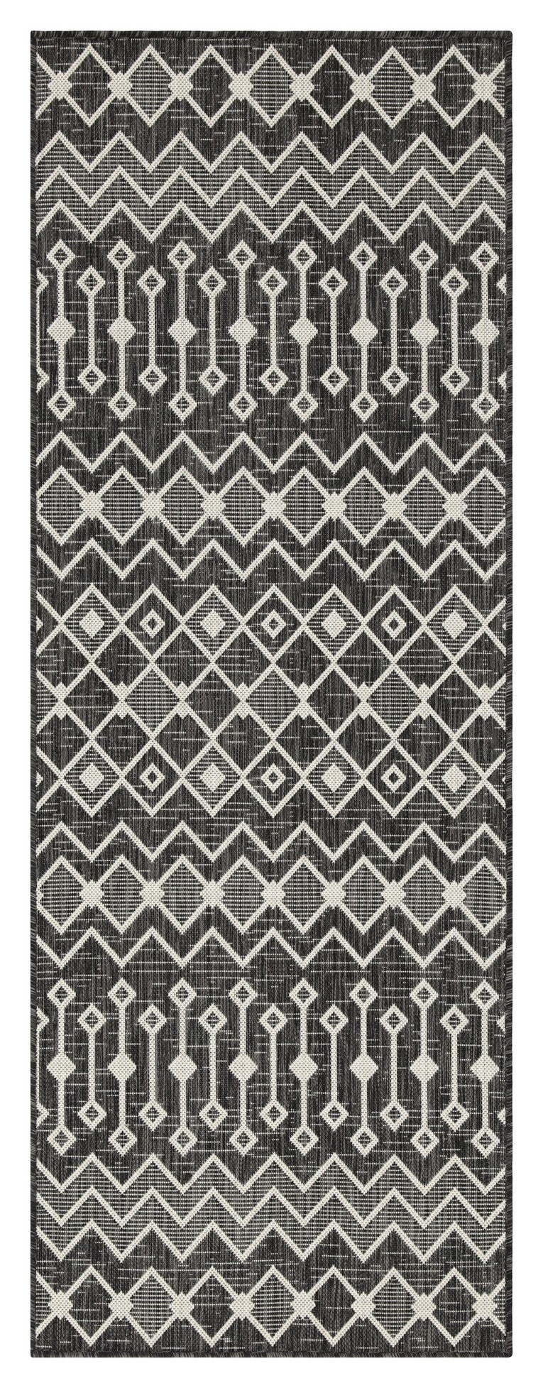Indoor/Outdoor Area Rug, 7 ft 3 in x 2 ft 7 in, Polypropylene, Stain-Resistant, Easy-Clean, Anthracite