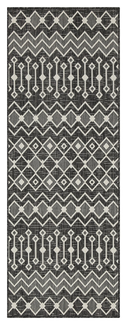 Indoor/Outdoor Area Rug, 5 ft 3 in x 7 ft 3 in, Polypropylene, Stain-Resistant, Durable, Anthracite