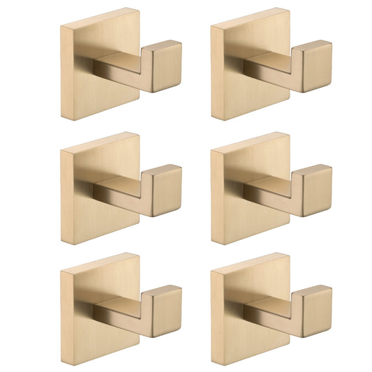 6 Pack Wall-Mounted Stainless Steel Bathroom Towel Hooks/Coat Hooks for Bathroom, Bedroom, Kitchen