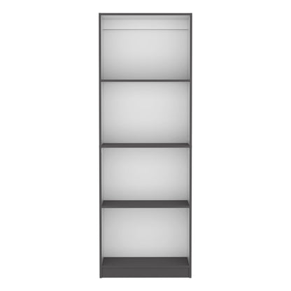 Modern 4-Shelf Bookcase with Elegant Display for Books and Decor - Matt Gray / White Finish - Ideal for Home or Office