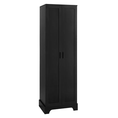 Elegant Black Storage Cabinet with Adjustable Shelves for Bathroom and Office
