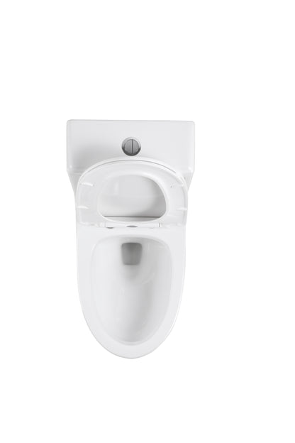 Elongated Comfort Height One-Piece Toilet with Quiet Dual-Flush System, CUPC & WaterSense Certified, White Ceramic, Soft Close Seat