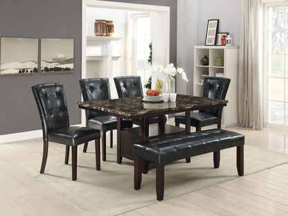 Set of 2 Parson Dining Chairs, Faux Leather, Tufted Back, Birch Wood & MDF, 19 x 24 x 39 in, Black
