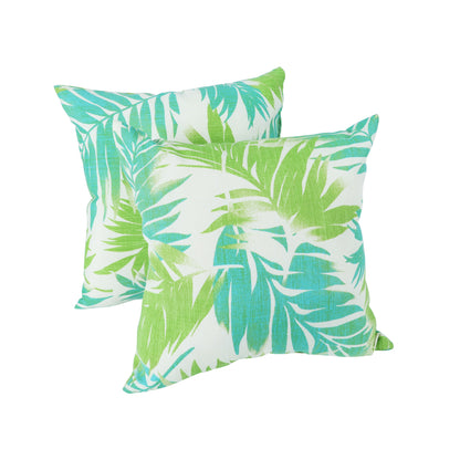 2-Pack Outdoor Throw Pillows, 18x18 Inch Cushions for Patio, Waterproof Polyester, Fade-Resistant Green
