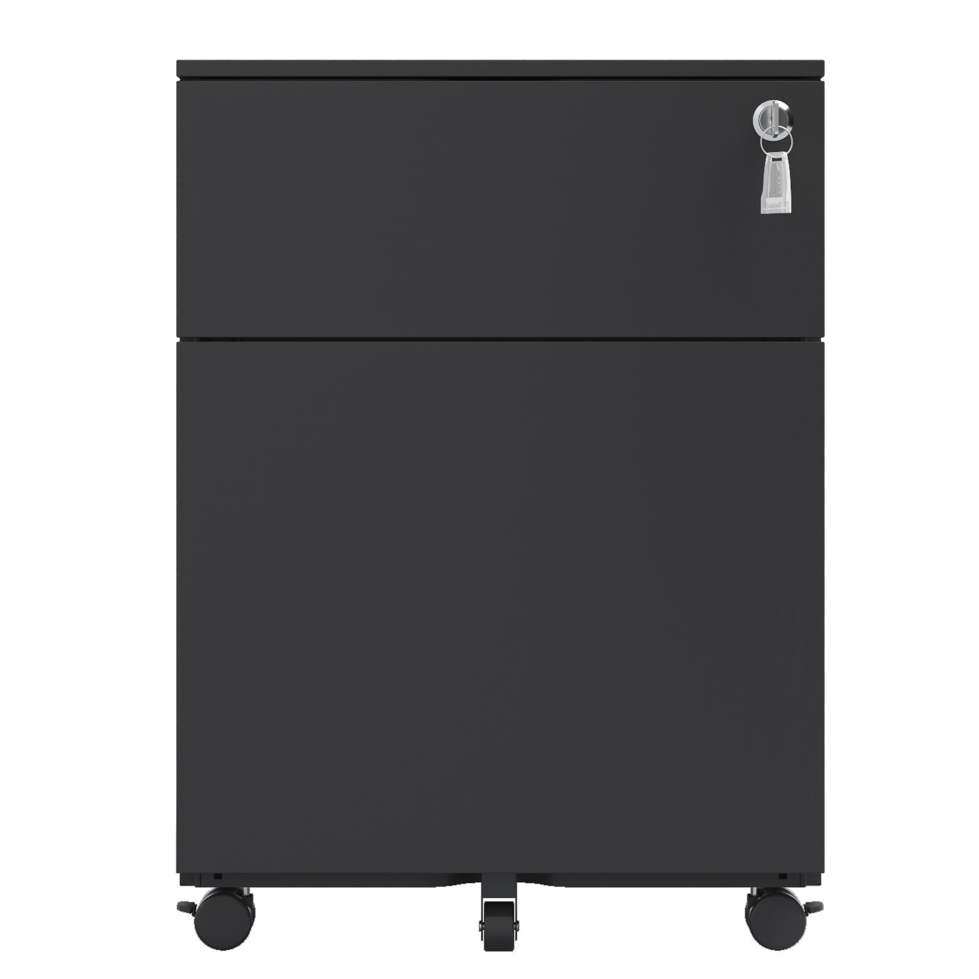 2 Drawer Mobile File Cabinet with Lock Steel File Cabinet for Legal/Letter/A4/F4 Size, Fully Assembled except for Wheels, Home/ Office Design, Black