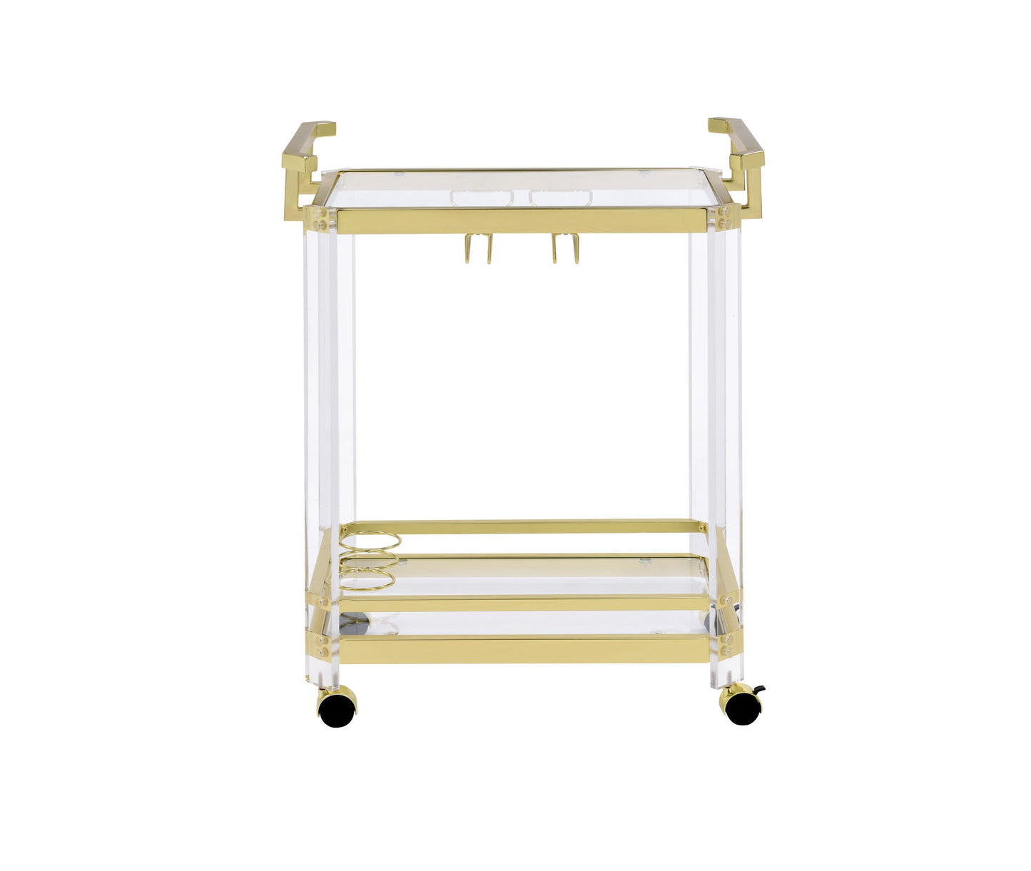 Aerin Mobile Gold Serving Cart With Storage And Casters