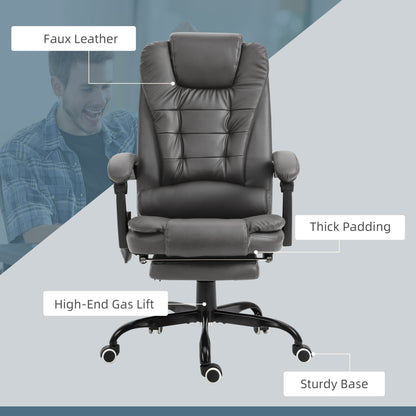 Gray Reclining Office Chair with 7-Point Vibrating Massage and Adjustable Features