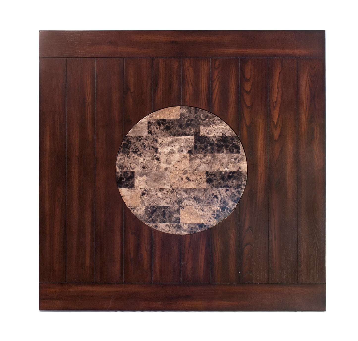 Counter Height Dining Table With Lazy Susan Brown Finish