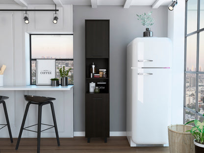 Sheffield Contemporary 2-Door Kitchen Pantry Cabinet with Adjustable Shelves and Chrome Hardware