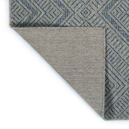 Rectangle Area Rug, 5'3" x 7'6", Polypropylene, Indoor/Outdoor, UV/Stain Resistant, Modern Textured Blue