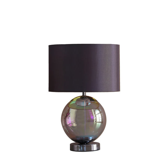 18.75-Inch Table Lamp with Iridescent Glass Orb, 60W E26, Inline Switch, UL Listed, Chrome Silver