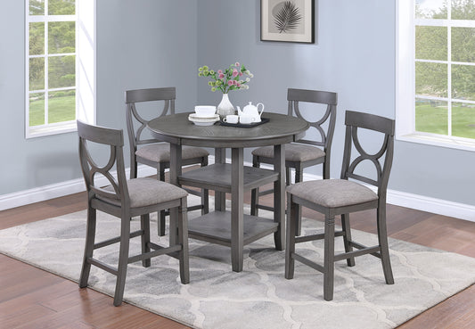 Counter Height Dining Table Set With Storage 4 Chairs Gray