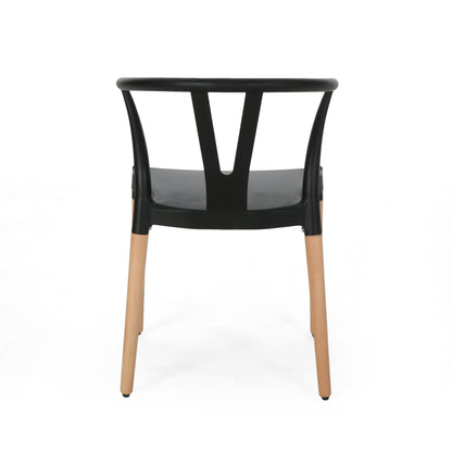 2-Pack Plastic Dining Chairs, 20 x 22 x 29 in, Polypropylene, Modern Minimalist, Lightweight, Black