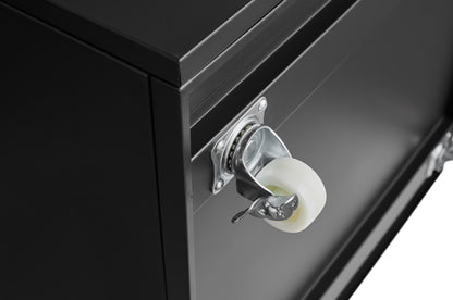 Mobile Black Steel Copier Cabinet with 2 Doors and Adjustable Storage