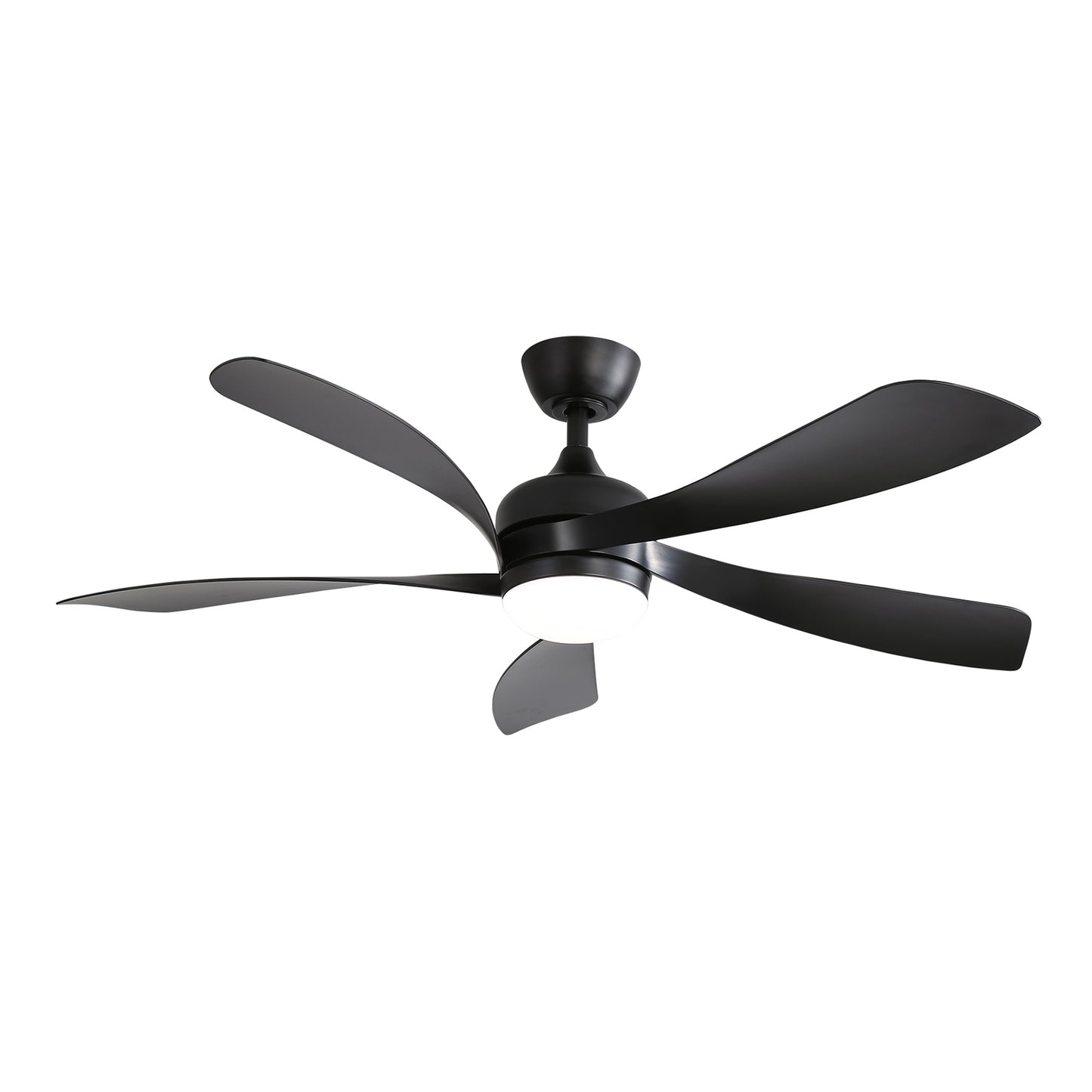 52-Inch Modern Ceiling Fan with Light Remote Dimmable 3-Color LED DC Motor 5 Blades Reversible Black