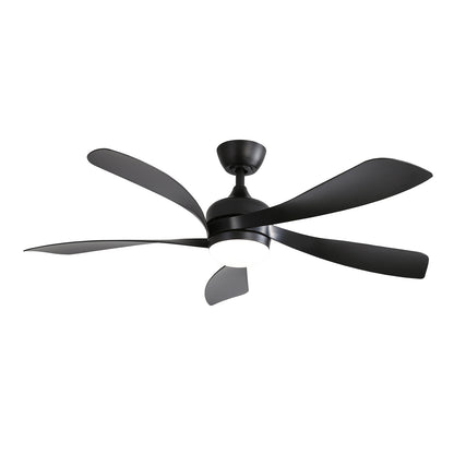 52-Inch Modern Ceiling Fan with Light Remote Dimmable 3-Color LED DC Motor 5 Blades Reversible Black